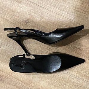 Stuart Weutzman Black Leather Slingback - NWT